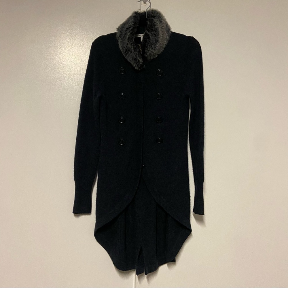 Autumn Cashmere 100% cashmere faux fur collar Gray Coat Size Medium